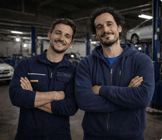 technicians with crossed arms
